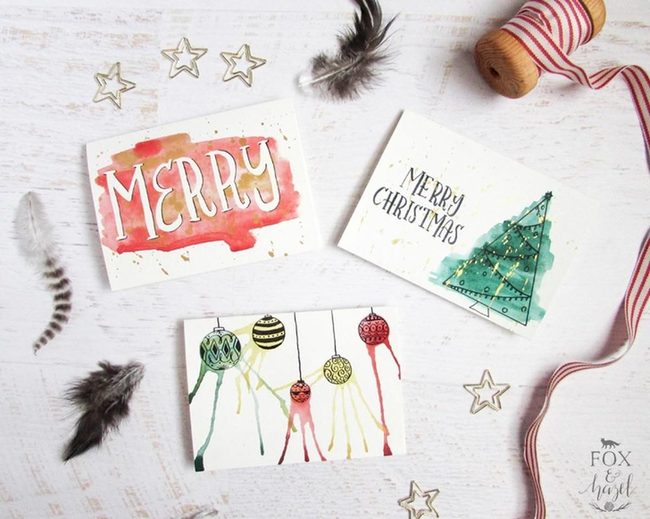 Crimson Watercolor Christmas Cards