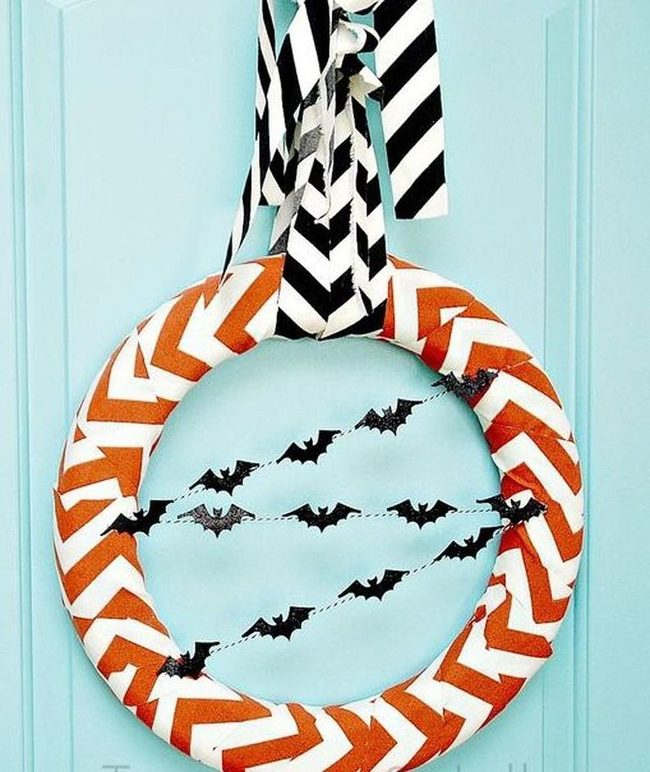 Orange Striped Halloween Wreath
