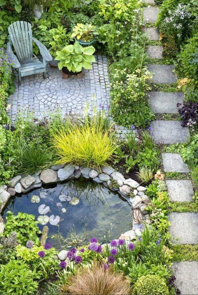 Stone-Edged Pond With Living Garden
