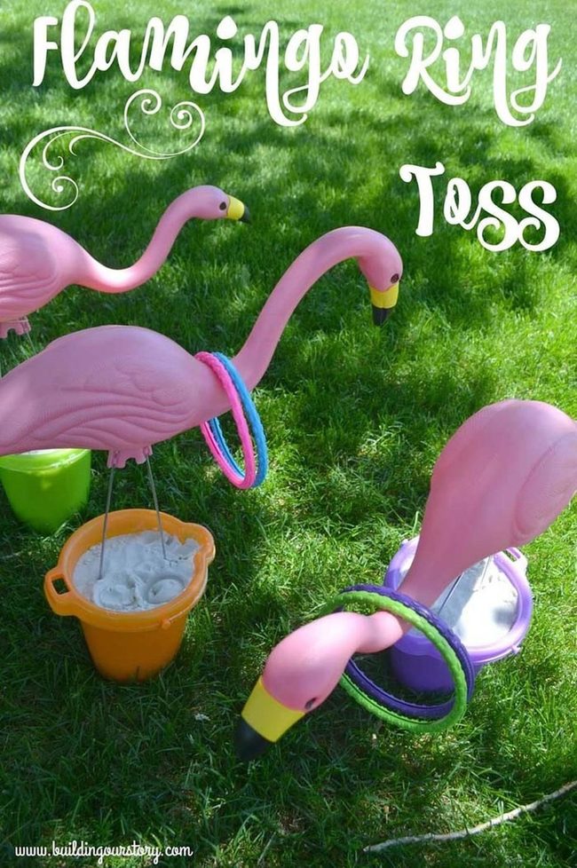 Pink Flamingo Ring Toss Game