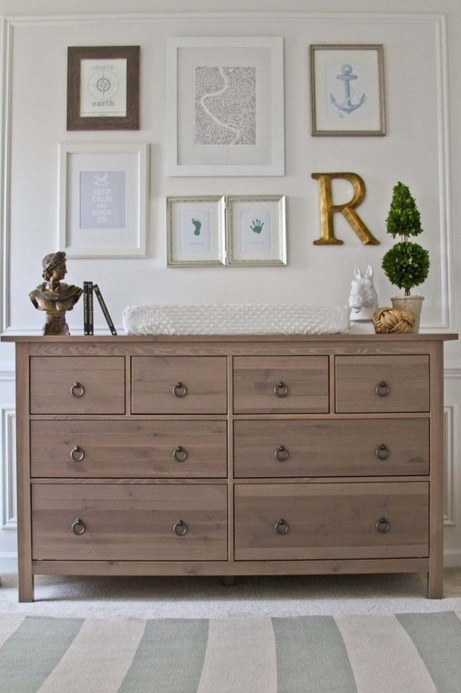 Wooden Dresser With Green Plants