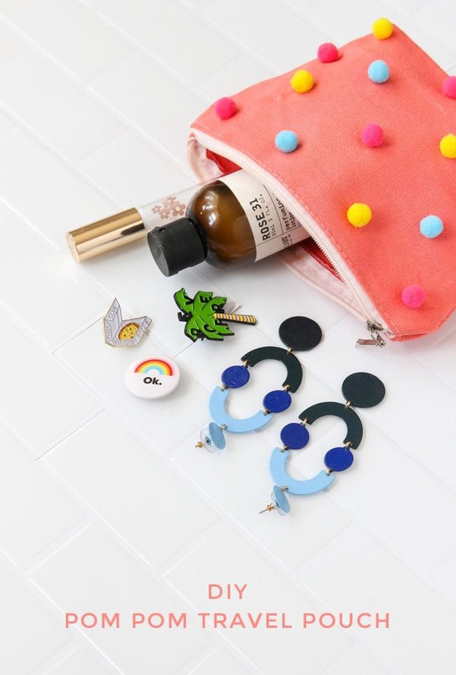 Pink Pom Pom Travel Pouch