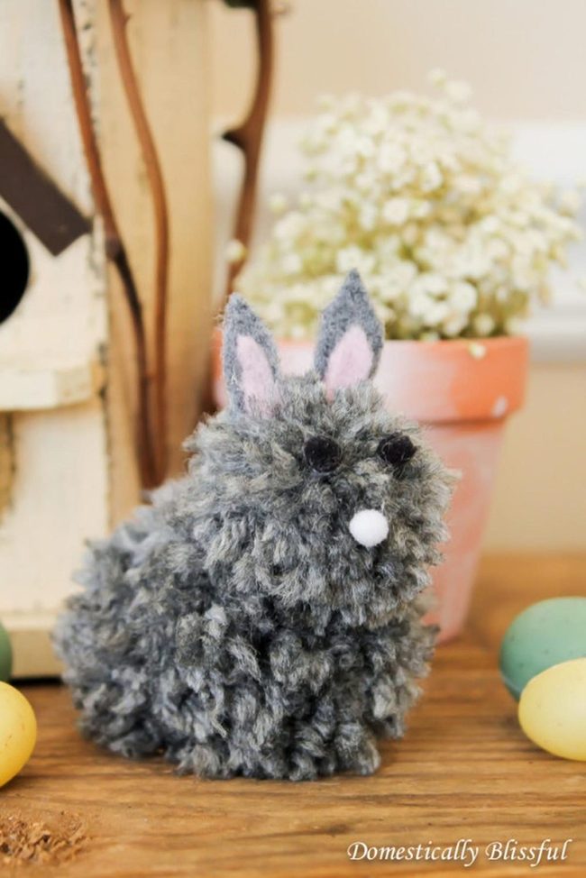 Gray Yarn Bunny Spring Display