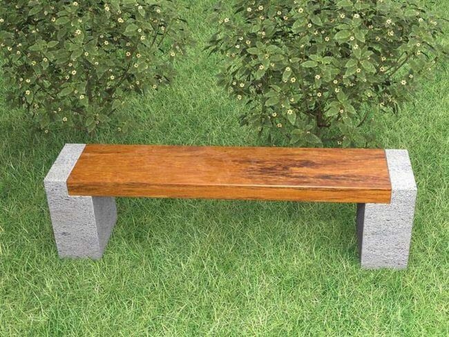 Wood And Concrete Garden Bench