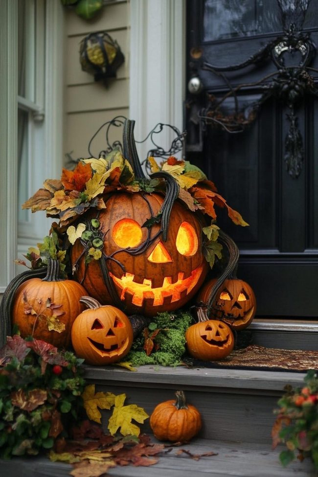 Colorful Artificial Pumpkins Display
