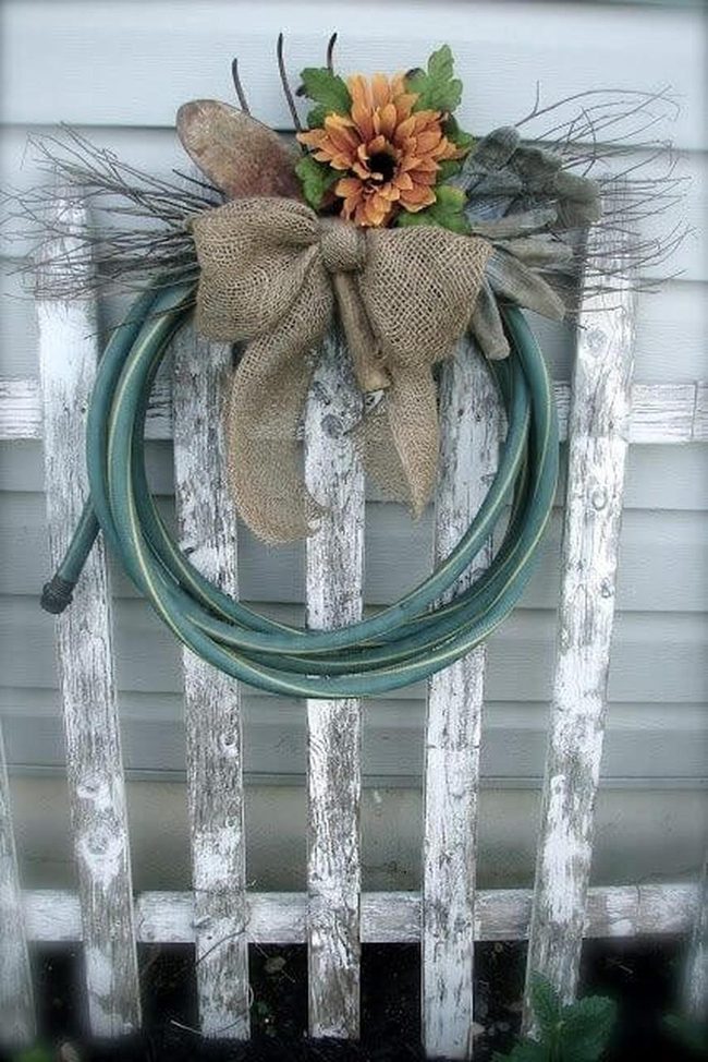 Burlap Hose With Blooming Flowers