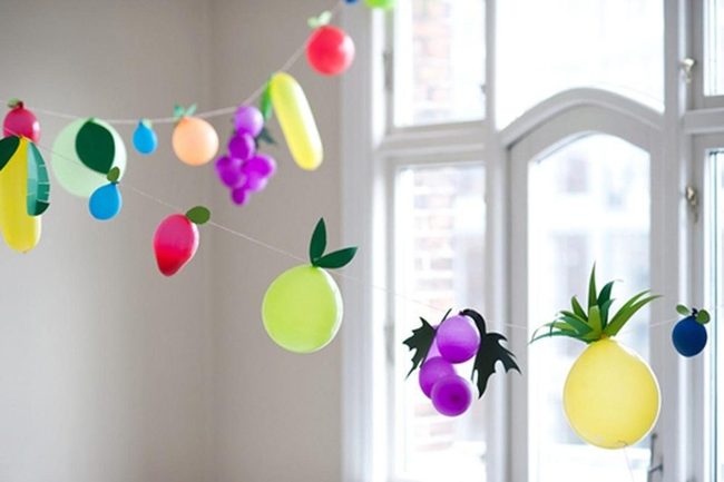 Colorful Paper Fruits In Flight