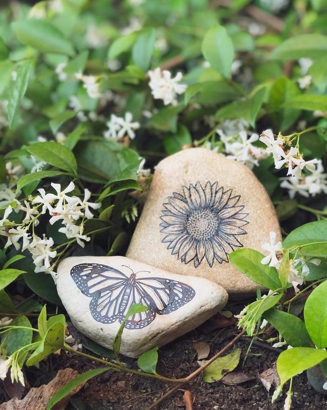 Hand-Painted Butterfly Garden Stones