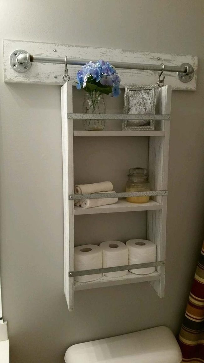 Weathered Wood Bathroom Storage Shelves