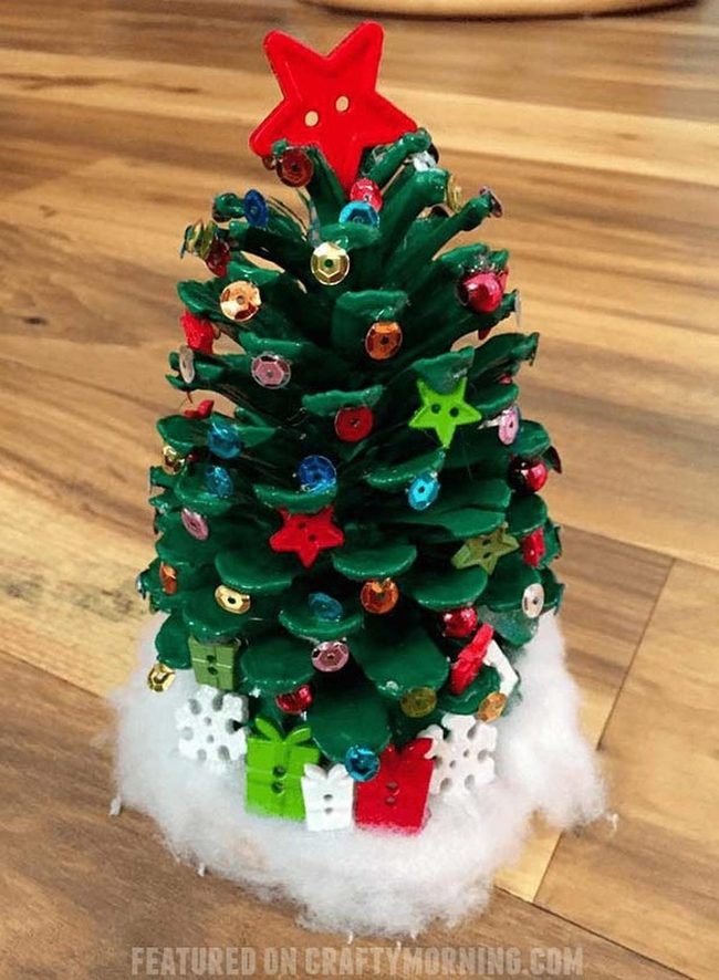 Green Pinecone Trees With Jingle Bells