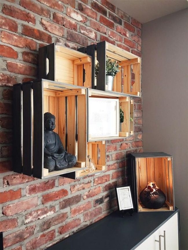 Exposed Brick Industrial Shelving