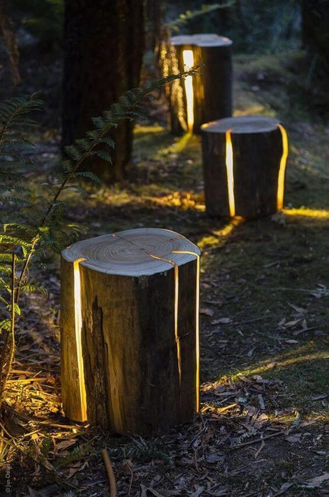 Hollow Wood Glowing Fixtures