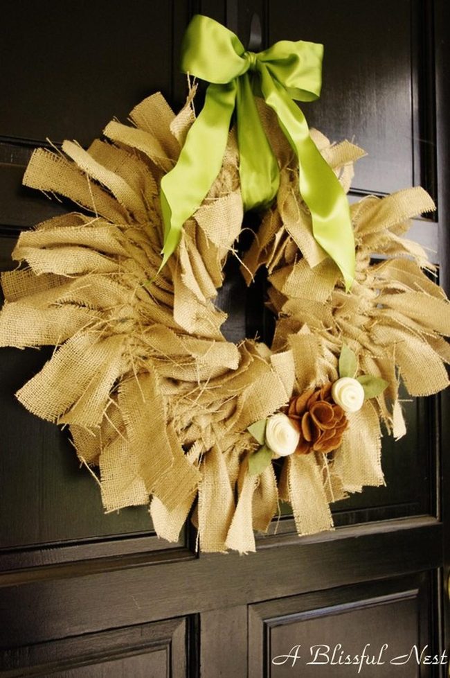 Burlap Wreath Earth Tones Green