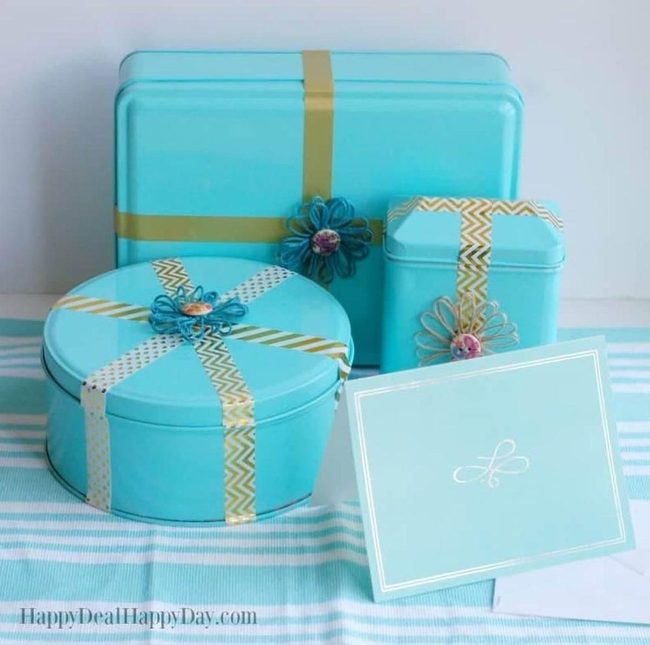 Painted Cookie Tins With Bows