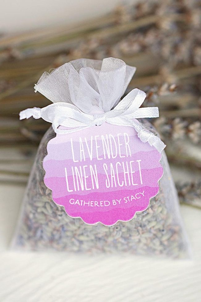 Purple Linen Sachets With Dried Lavender