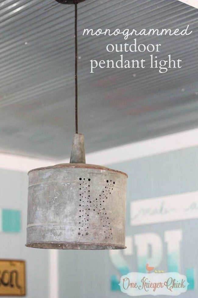 Monogrammed Metal Bucket Lantern