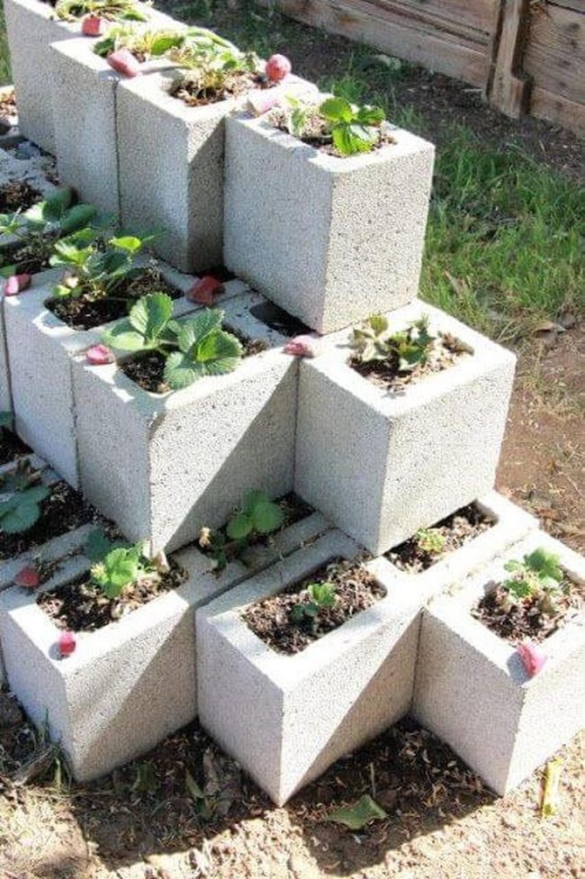 Stacked Cinder Block Garden