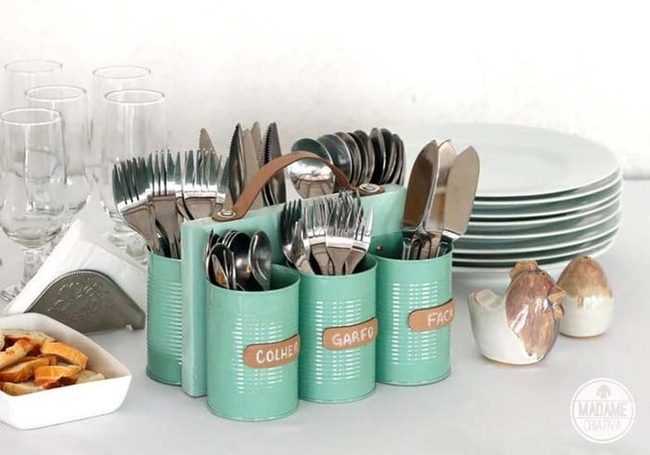 Painted Tin Memory Utensil Holders