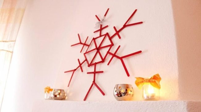 Red Stick Snowflake On White