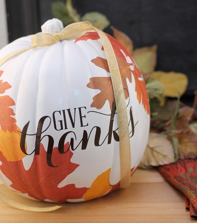 White Ceramic Pumpkins With Black Script