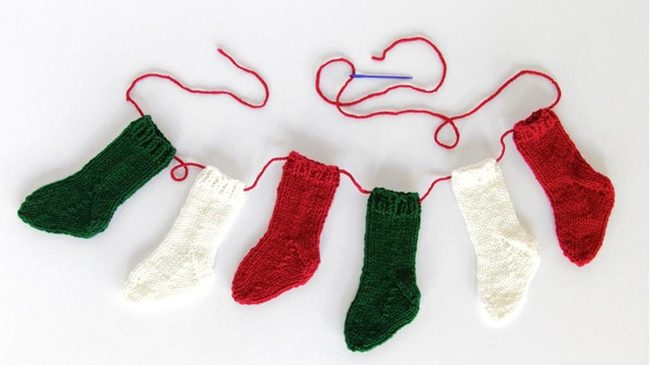 Festive Red, Green, White Knit Stockings