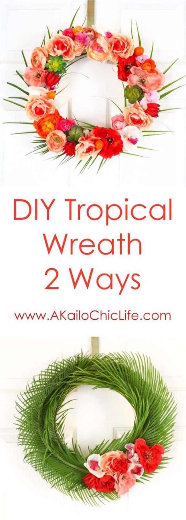 Faux Tropical Blooms Wreath
