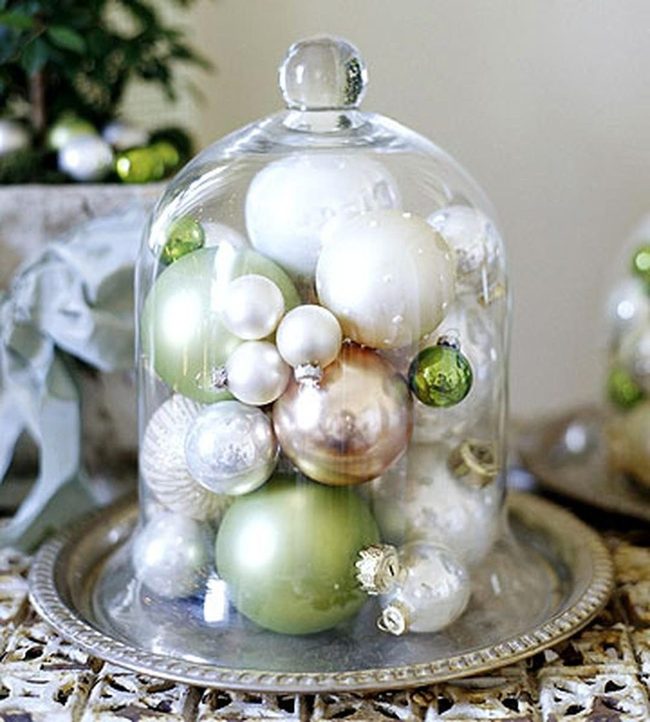 Glass Dome Silver Ornaments
