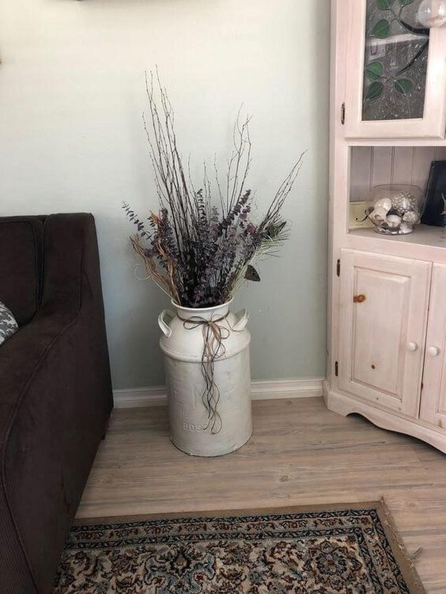 Whitewashed Jug With Fall Branches