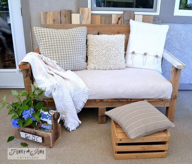 Weathered Wood Porch Bench