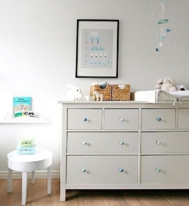 White Dresser With Blue Knobs