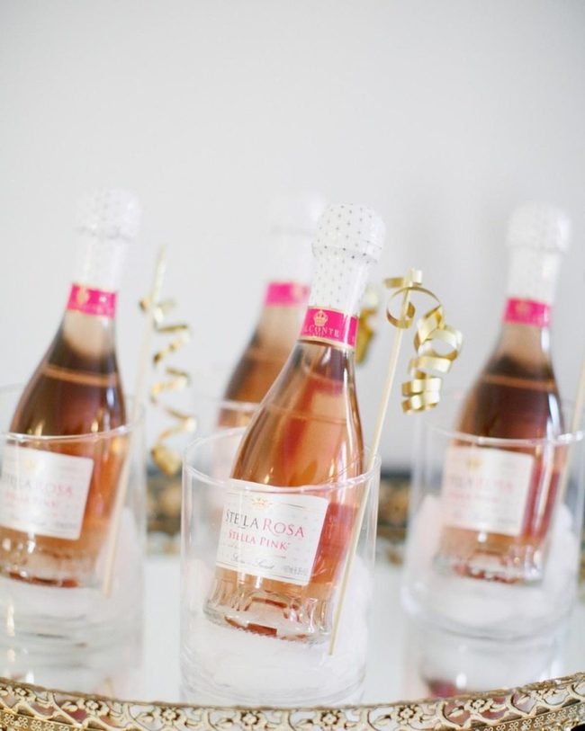 Pink Sparkling Wine Bottles Gold