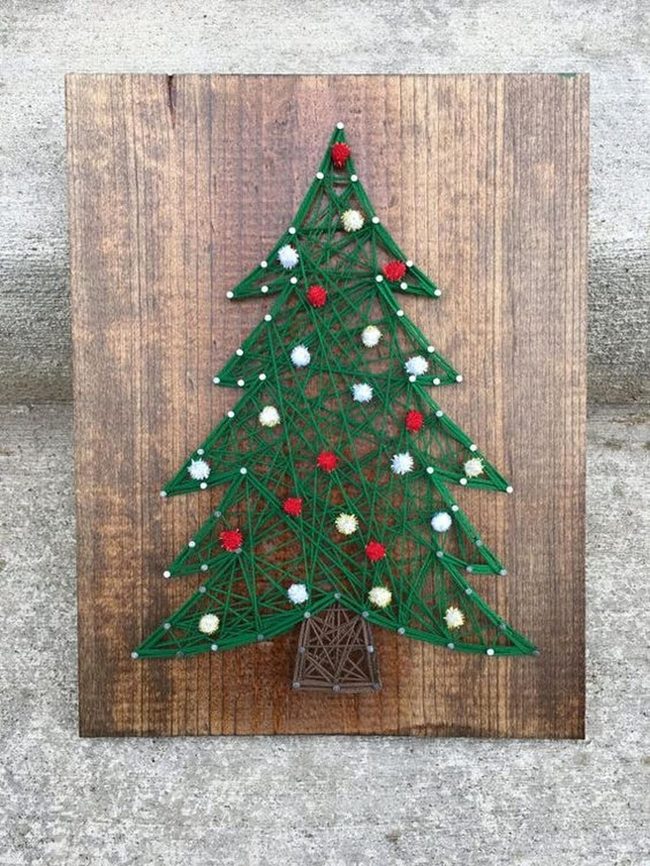 Green String Tree On Warm Wood