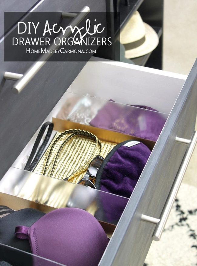 Dark Wood Drawers With Clear Acrylic