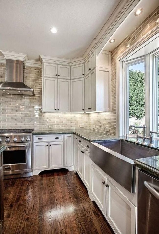 White Cabinets, Dark Wood Floors