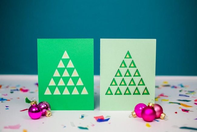 Confetti Cards With Geometric Trees