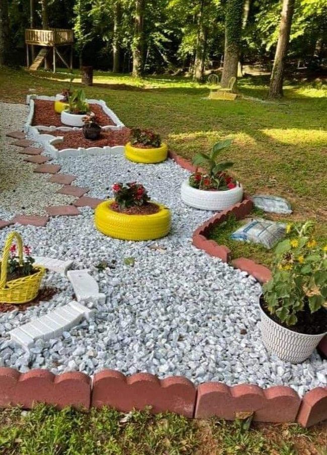 Painted Tire Flower Planters