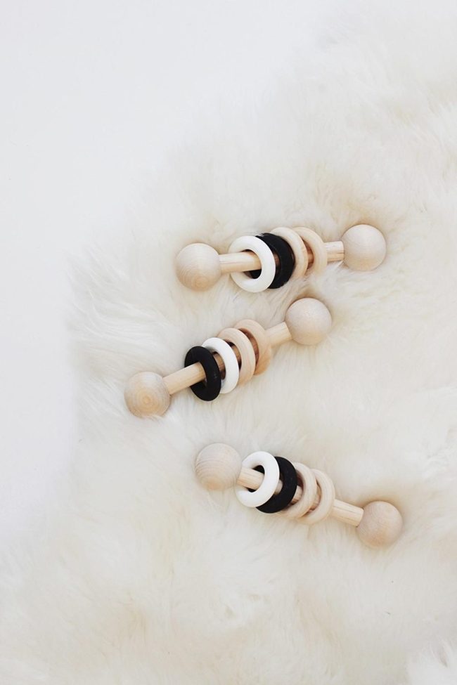 Black And White Wood Rattles