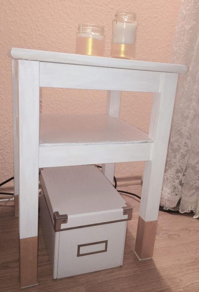 White Table Warm Wood Legs