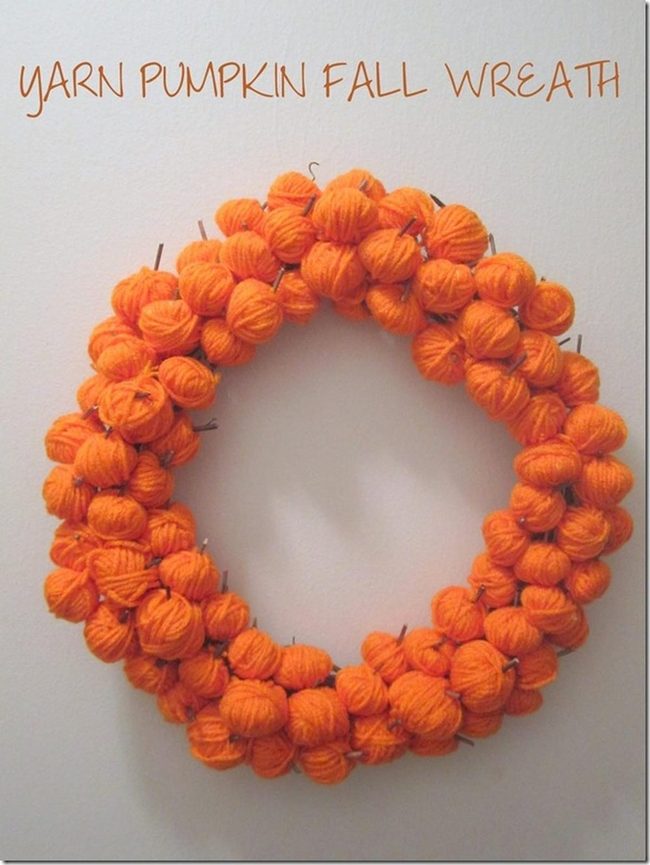 Orange Yarn Pumpkin Wreaths