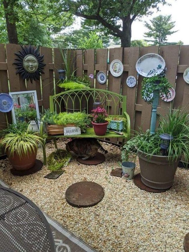 Recycled Bench In Living Garden
