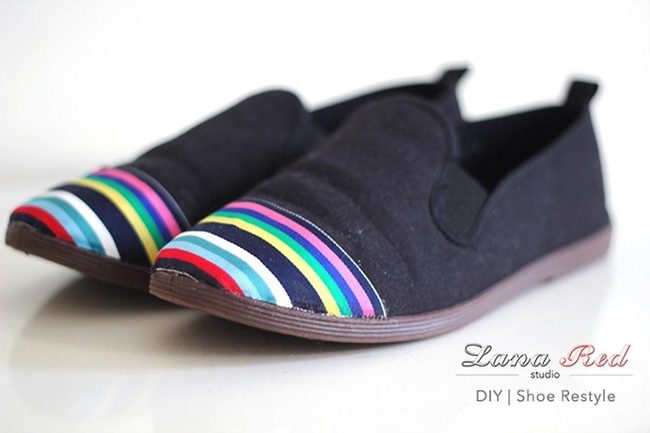 Rainbow Striped Slip-On Shoes