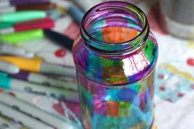 Permanent Marker Rainbow Glass Jars