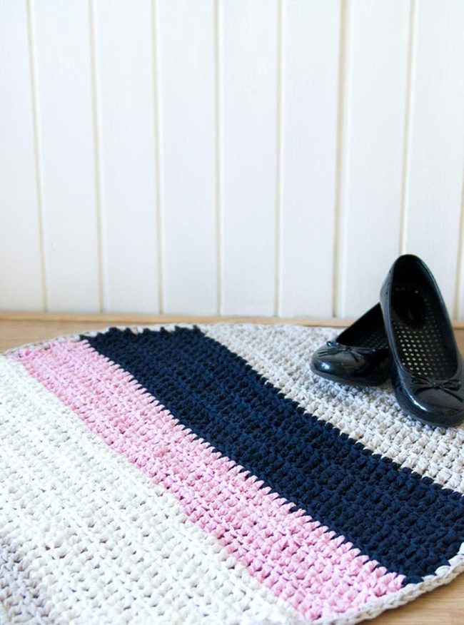 Horizontal Stripes Pink Navy Gray