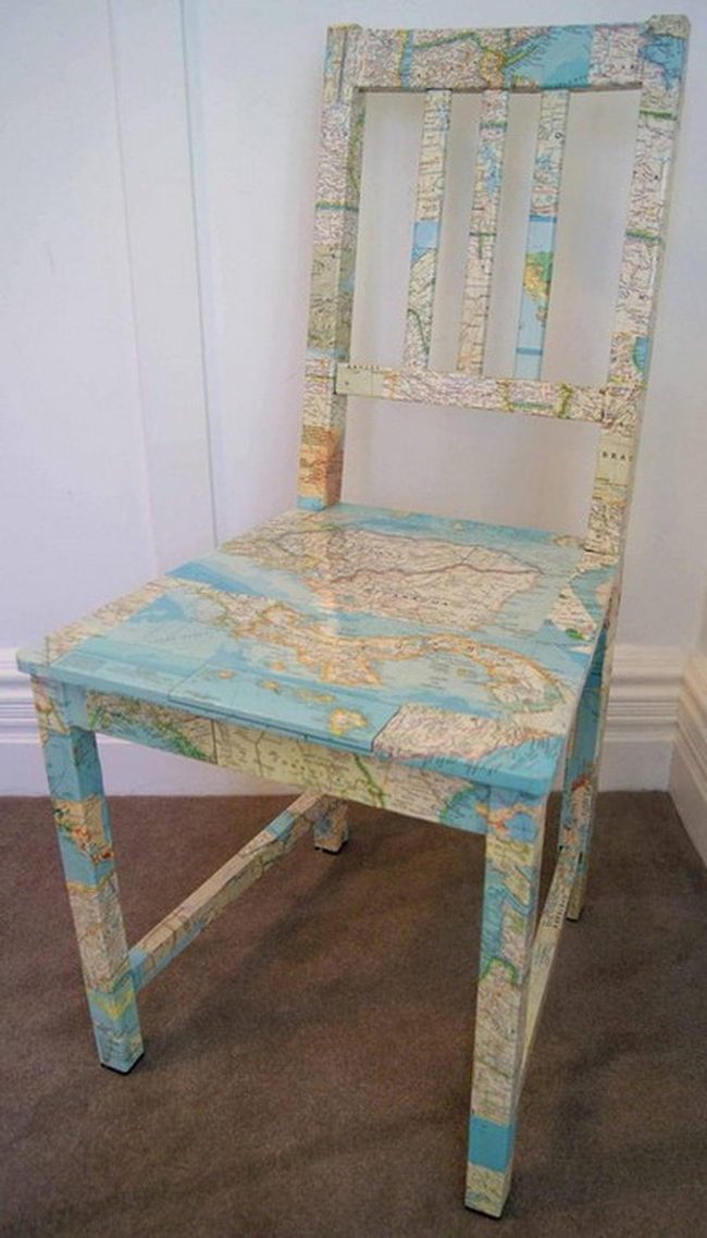 Geographical Routes Wooden Chair
