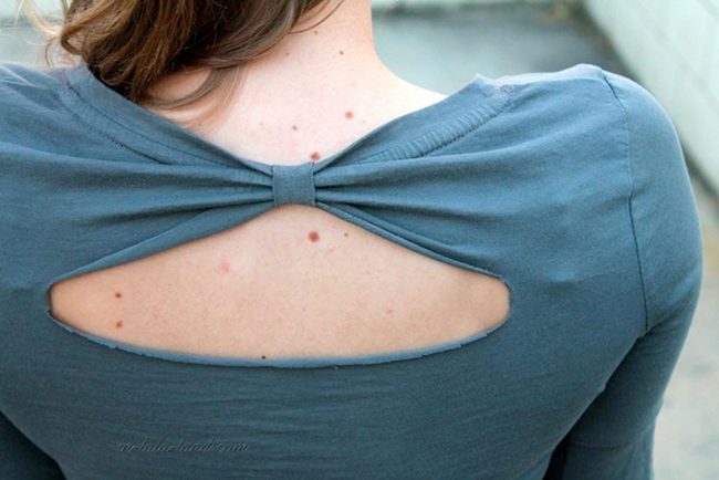Blue Cutout Knot Shirt