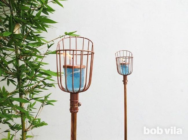 Blue Glass Metal Candle Lanterns