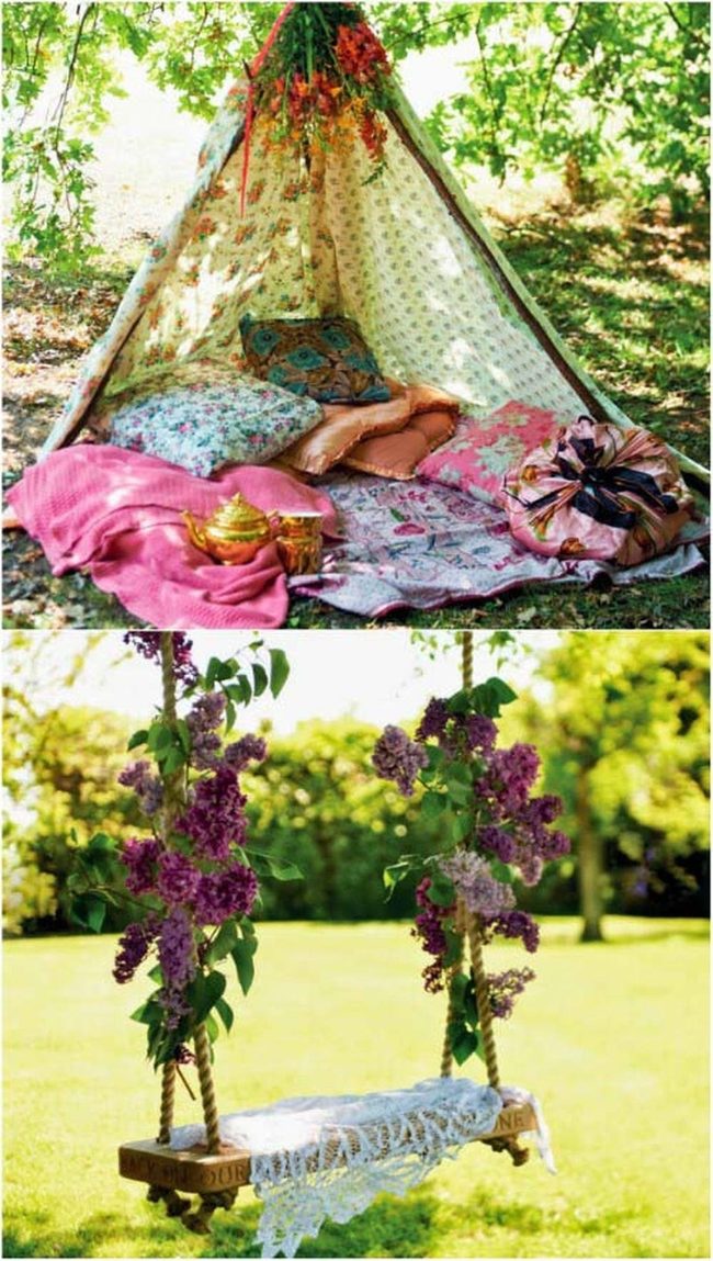 Lilac-Wrapped Rope Swing