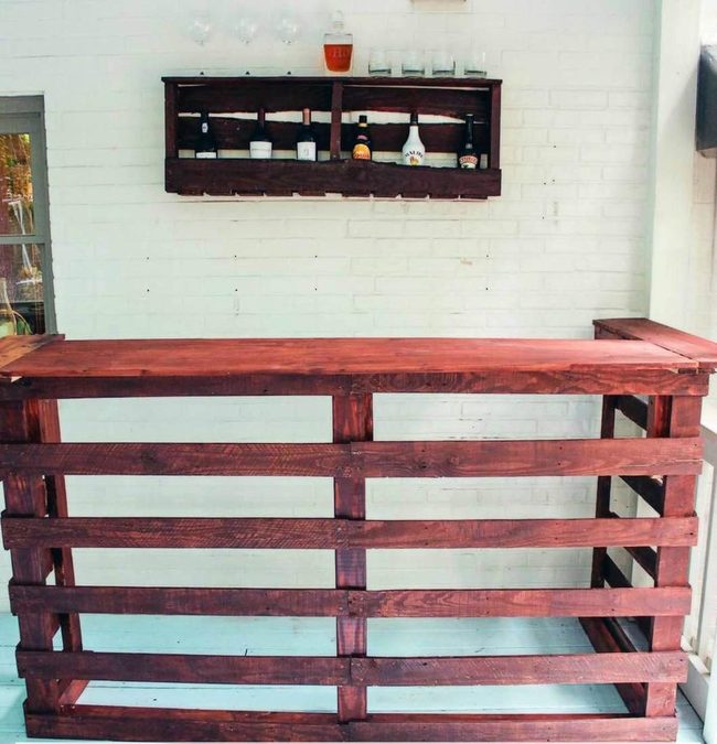 Cherry Stained Pallet Bar