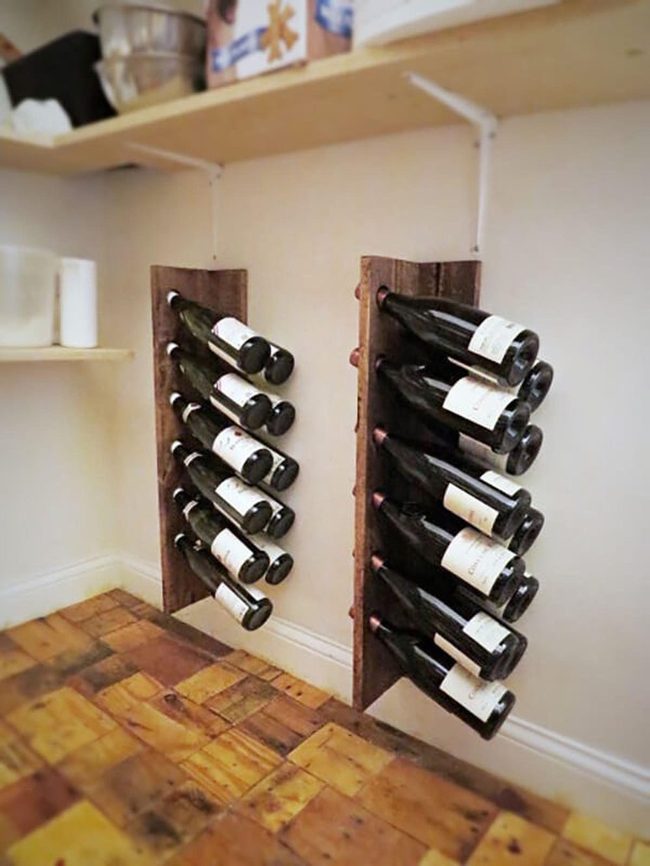 Dark Wood Wine Wall Rack
