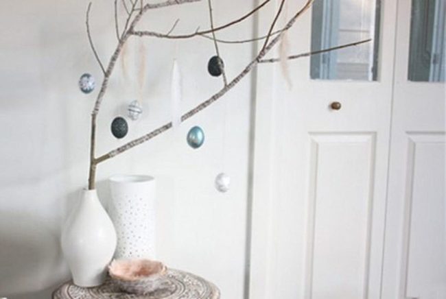 Wooden Table With Suspended Ornaments